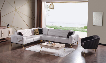 MNZ-Esila Corner Set قماش معدني V2 - Cadde Yıldız