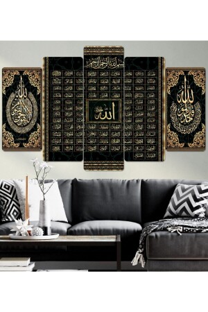 MNZ-Esma - Ül Hüsna 99 اسماء الله - 5 قطع MDF رسومات جدارية خشبية 772 - hanhomeart