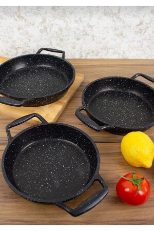 MNZ-ESSENSO CAST GRANITE 3 قطع صوفان 18-20-22 سم سوداء - Esta