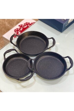 MNZ-Essenso Granite Cast Iron Pan Set 18-20-22 سم 869789456123 - Çelik
