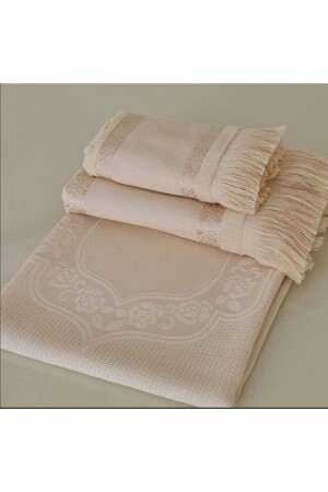 سجادة صلاة من MNZ-Etamin مجموعة من 3 (سجادة صلاة ، منشفة صغيرة ، منشفة كبيرة) سيكاد3lu1 - AYZEN HOME