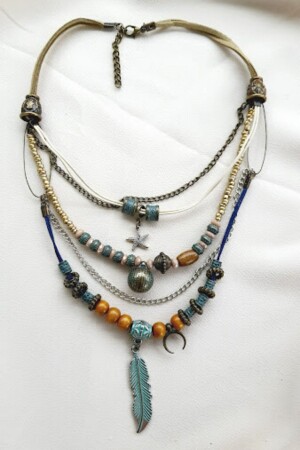 MNZ-Ethnic Bohemian Feather Crescent عقدة متعددة التصميمات - Petek Aksesuar