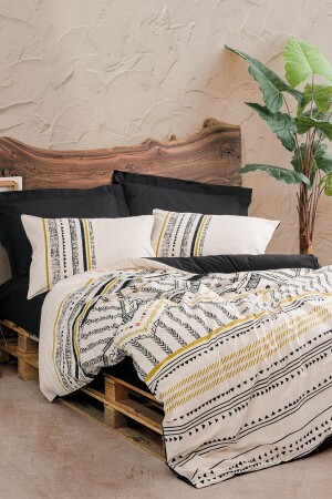 MNZ-Ethnic Double Duvet Cover Set Elvira Black 8680108063040 - Cotton Box