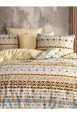 MNZ-Ethnic Double-Side Yellow Black Double Sheet Cotton Duvet Cover Set NallsEt2023 - Nalls Home