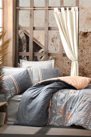 MNZ-Ethnic Ranforce غطاء واحد غطاء غطاء عاديل جراي 8680108048856 - Cotton Box