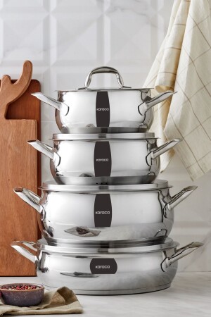 (MNZ-Etiler) إدخال على أساس 8 قطع من الفولاذ طباخات مجموعة 153. 03. 08. 3515 - Karaca