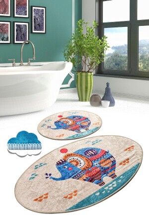 (MNZ-ETNIC DJT 2 SET) - سجادة الحمام، طقم 8682125932941 - Chilai Home