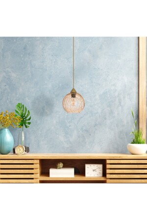 إضاءة MNZ-Eva الحديثة واحدة الزجاجية مصباح معلقات الانشقاق نمط العسل لون واحد الشمعة 21x21x20 آمبر القصص - Vogue