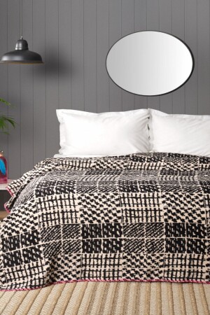 غطاء من القطن مزدوج من MNZ-Eva الأسود 8680214303436 - Karaca Home