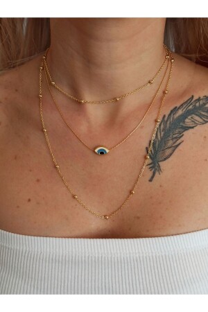 MNZ-Evil Eye Model قلادة 3 قطع مزيج - Denizdenal