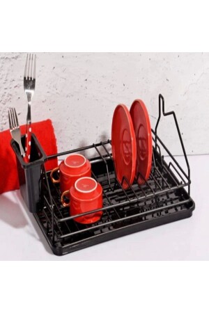 MNZ-Evim أسود صلب الصفائح الصغيرة رف الأطباق P2066S9477 - LarinHome