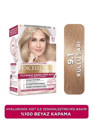 ملون الشعر من كريم MNZ-Excellence 9. 1 صفراء رمادي - L'oreal Paris