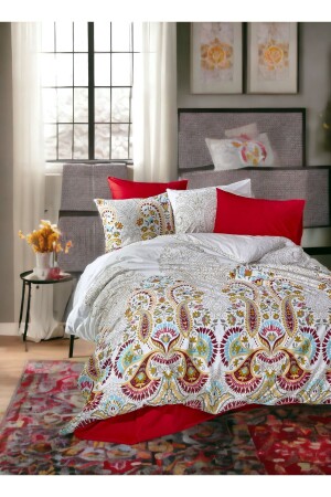 MNZ-Exclusive 100% القطن Poplin Akfil Ranforce مجموعة غطاء المزدوج (مع 4 قوائم الحبل) - 7418k 136 - MAJESTE