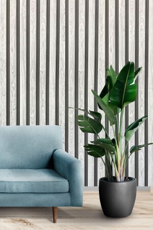 MNZ-Exclusıve 7620 لعبة التصفيق بالجليد الأسود والأبيض الجدار الخشبية الإطار الخطي الخطي 5-30 م2 - Bien Duvar Kağıtları