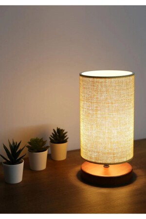 MNZ-Exclusive Rattan Wicker Fabric Design Lampshade Wooden Base Ayd-3113 AYD-3113 - HOMİNG