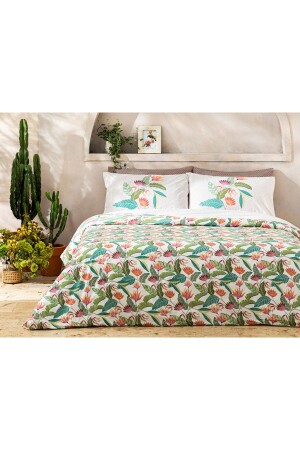 MNZ-Exotic Flower Cotton Single Duvet Cover Set 160x220 سم الوردي TYC00782307002 - English Home