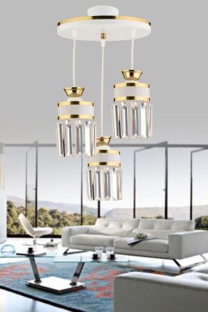 MNZ-Eylül 3-piece pendant lamp كريستال صالون الحجر الصفراء الأبيض الأصفر الذهبي المصباح المعاصر الفاخرة 3011 - KUZEY AYDINLATMA