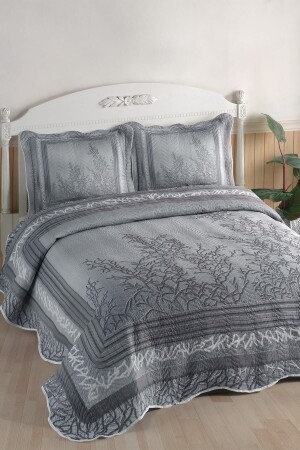 غطاء سريري مزدوج ملفوف من نوع MNZ-Eylül Gray - Örtüm