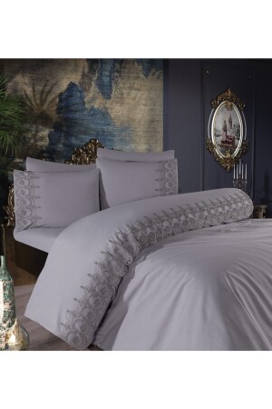 MNZ-Fabella Gray غطاء غطاء مزدوج - Çeyiz Bahçesi