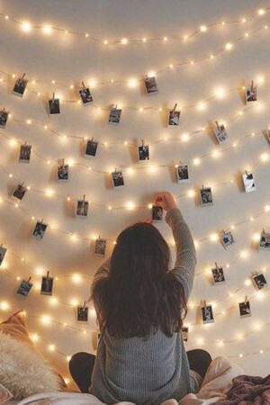 MNZ-Fairy Led Light لون أصفر 3 متر +25 قطعة ميني خشبية - Particim Süs Evi