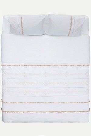 MNZ-Farayla النمط العرقي الداكن بيج 100% القطن غطاء المزدوج القماش مجموعة 200x220 7511a KH-7511A - Koza Home