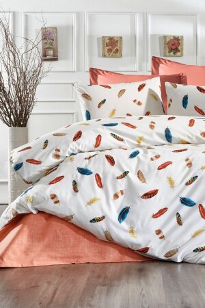 MNZ-Feather 6 Piece Double Duvet Cover Set مع ورق ملموسة - CANDAN ÇEYİZ