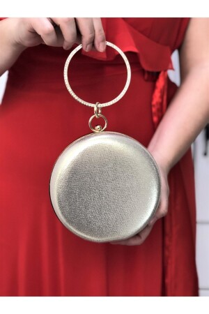 ثوب مساء من حجر من اللون الذهبي للمرأة من MNZ-Female Polished Stone Evening Dress Portfolio Clutch Bag FRP0259 - womenacs