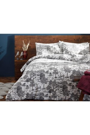 MNZ-Fest Flannel Winter Forest غطاء غطاء واحد من الغطاء مجموعة 160x220 سم سم رمادية 10030298-1 - English Home