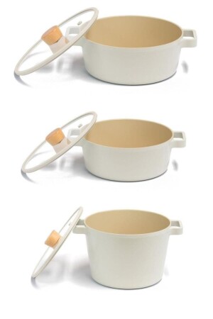 MNZ-Fika الألومنيوم الملق 6 قطع طباخ مع غطاء الزجاج - NEOFLAM