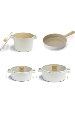 MNZ-Fika الألومنيوم الملق 7 قطع طباخات مع غطاء الزجاج Fikaset - NEOFLAM