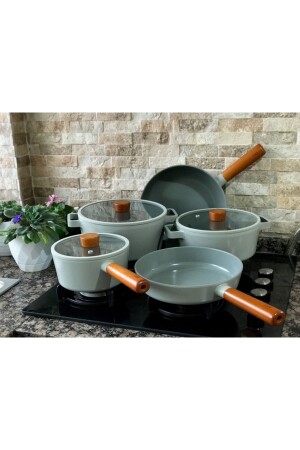 MNZ-Fika الألومنيوم الملق 8 قطع طاولة مع غطاء الزجاج 1259879 - NEOFLAM