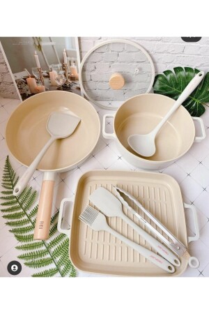 MNZ-Fika Beige 4 Piece Pot و Pan Set 4461 - NEOFLAM