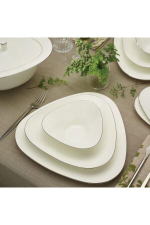 MNZ-Fine Pearl Extra Trio البلاتين 62 قطعة عشاء اللؤلؤة مجموعة لـ 12 شخصًا 153. 03. 08. 0191 - Karaca