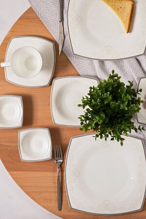 MNZ-Fine Pearl Neklus 26 قطعة مربع بوصة طعام الإفطار لـ 6 أشخاص - Karaca