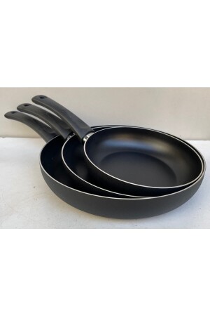 مجموعة من الـ MNZ-Fireproof Non-Stick Teflon Pan Set 16 20 24 سم لون أسود مجموعة من الـ Teflon Pan Set استخدام يومي - Sobapark