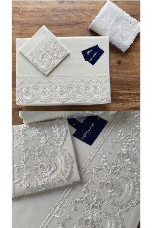 MNZ-Firuze 100% القطن غطاء المزدوج المزدوج مع منشفة هدية 1452 - Çeyiz Bahçesi