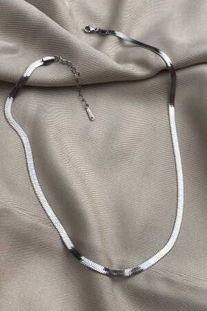 MNZ-Flat Chain اطالية 316l عنق الفولاذ (لون الفضة) - Novon Giyim & Aksesuar
