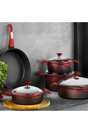 MNZ-Flipper Red 9 Piece معدنية معدنية مجموعة طهيات ARYGUSKIR - Aryıldız