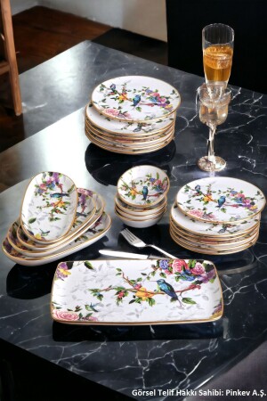 MNZ-Flora 21 قطعة كعكة الفطور السيراميكي وعاء عرض لـ 12 شخص TYC00842603162 - Pinkev