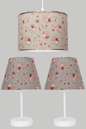 MNZ-Floral Candlelier and Lampshade Set بيضاء ساق ABS لامپشارد-1300 - Vivido Abajur