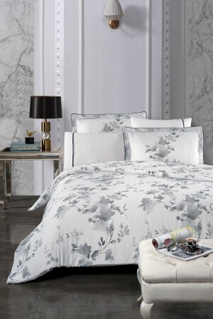 MNZ-Florentina V. 1 100% القطن ساترين غطاء غطاء مجموعة ملصقة ورقة الحجم الملك الحجم الملك الحجم أبيض أسود - Silkarea