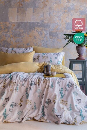 MNZ-Florescent نمط زرقاء صفراء زرقاء رمادي الملك الحجم غطاء غطاء المجموعة النوم مجموعة 240x220 - Leruum London