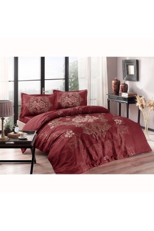 MNZ-Florian Satin Double Duvet Cover Set حمراء 000001000037481001 - Taç