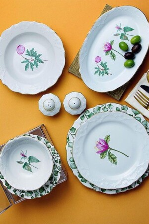 (MNZ-Flower) ، طقم عشاء 34 قطعة لـ 6 أشخاص - Porland