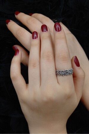 النموذج MNZ-Flower القديم القديم القديم الفضة المغطاة الخاتم المُعدل - Vesaire Accessories