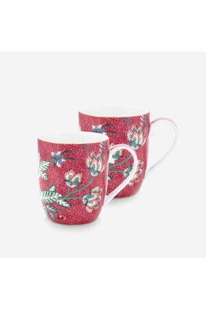 مهرجان الزهور من المملكة المتحدة (MNZ-Flower Festival) مجموعة كوب البورسلين الأحمر 145 مل 51002327 - Pip Studio