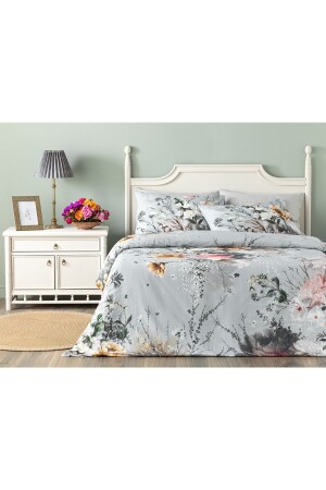 MNZ-Flower Heaven رقمية مطبوعة من القطن الناعم الواحد غطاء غطاء مجموعة 160x220 سم رمادية TYCDYZ0NON1686097379 - English Home
