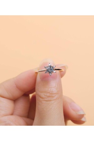 MNZ-Flower Motif Solitaire 14k وردة ذهبية خاتم قابلة للتعديل - Sahira Jewelry