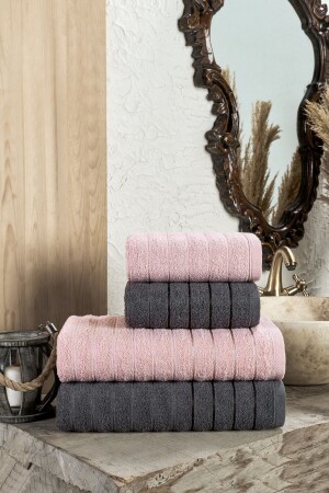 MNZ-Fluffy 4 قطع حمام منشفة مجموعة FLUFFYBS - TABEA HOME