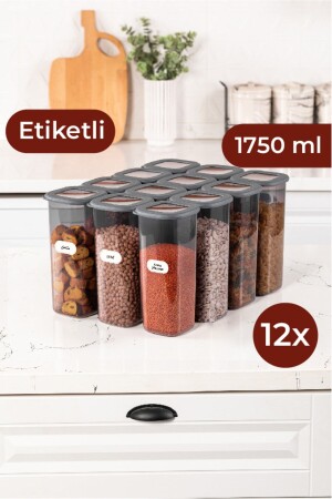 حاوية تخزين الطعام مربعة مع علامة MNZ-Foil مجموعة 12 حجم كبير 1.75 لتر BNM12LI - Vienev